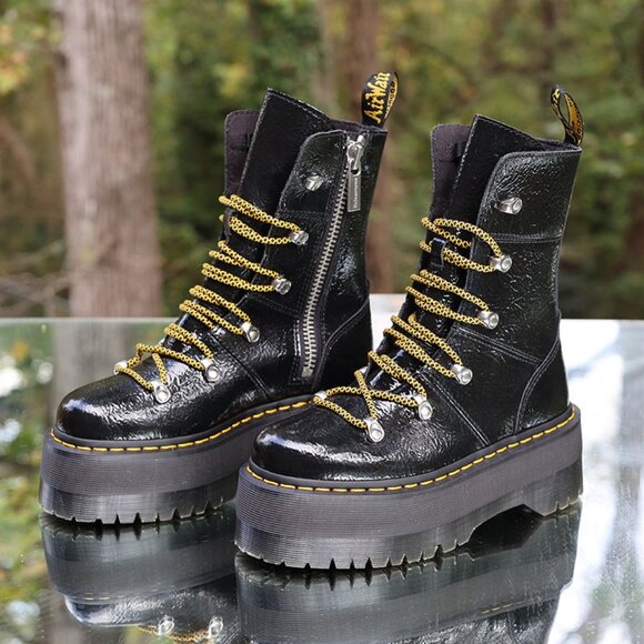 Dr Martens Ghilana Max Patent Leather Platform Boots - Picture 4 of 12